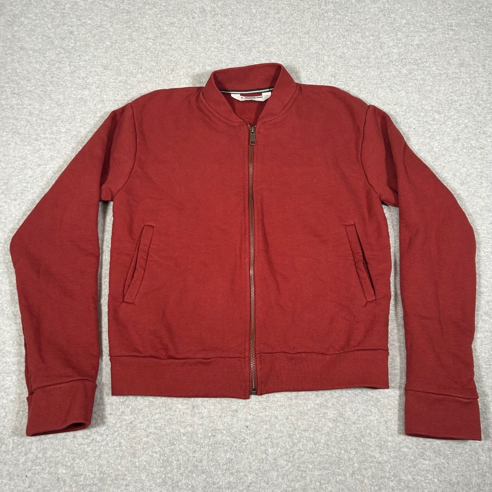 American Giant Fleece Bomber Jacket Women XS Red‎ Full Zip Sweatshirt NEW NWOT - Picture 2 of 7